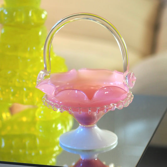 BASKET - OPALINE GLASS