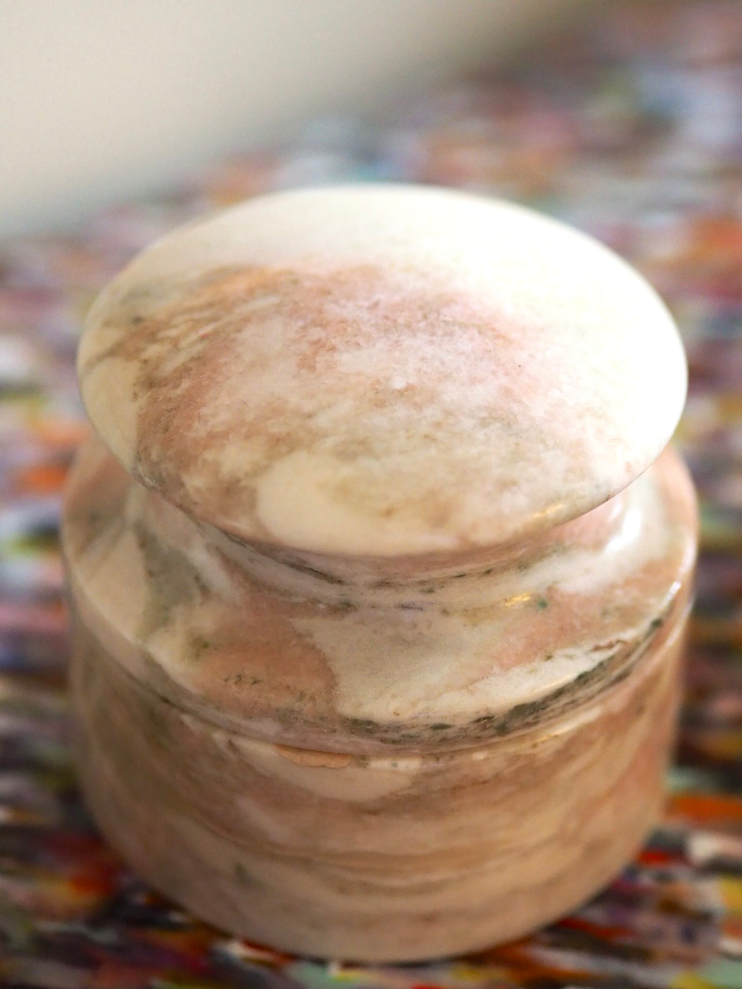 SET OF TWO BOXES WITH LID - PINK MARBLE