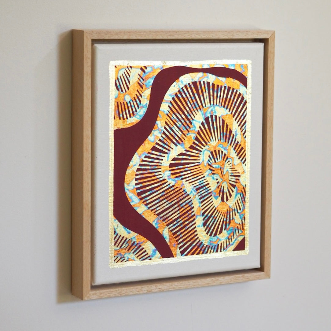 HYPERSPACE - FLAMED GOLD / WINE (24w x 30h cm)