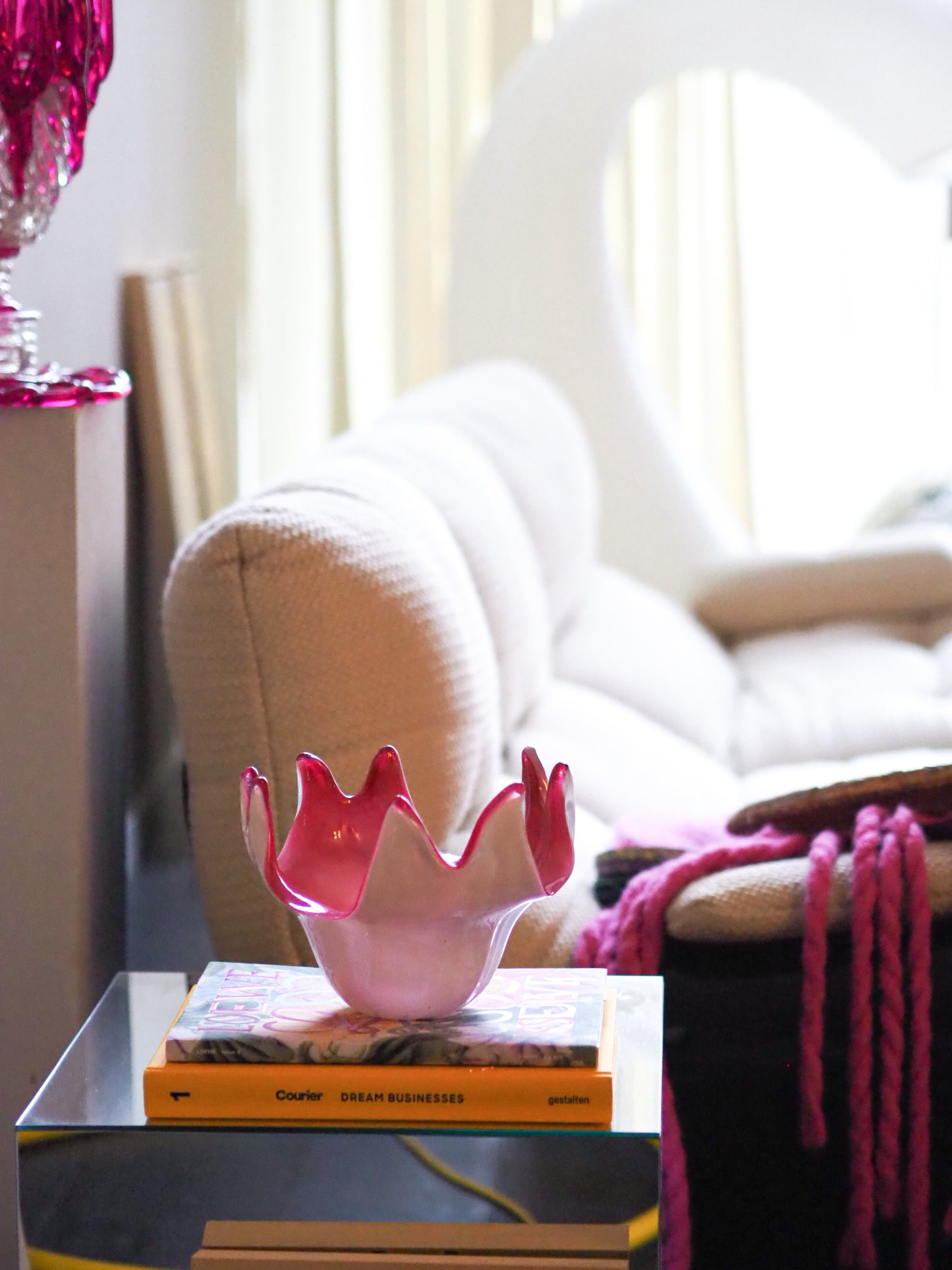 GLASS PINK BOWL - ITALIAN