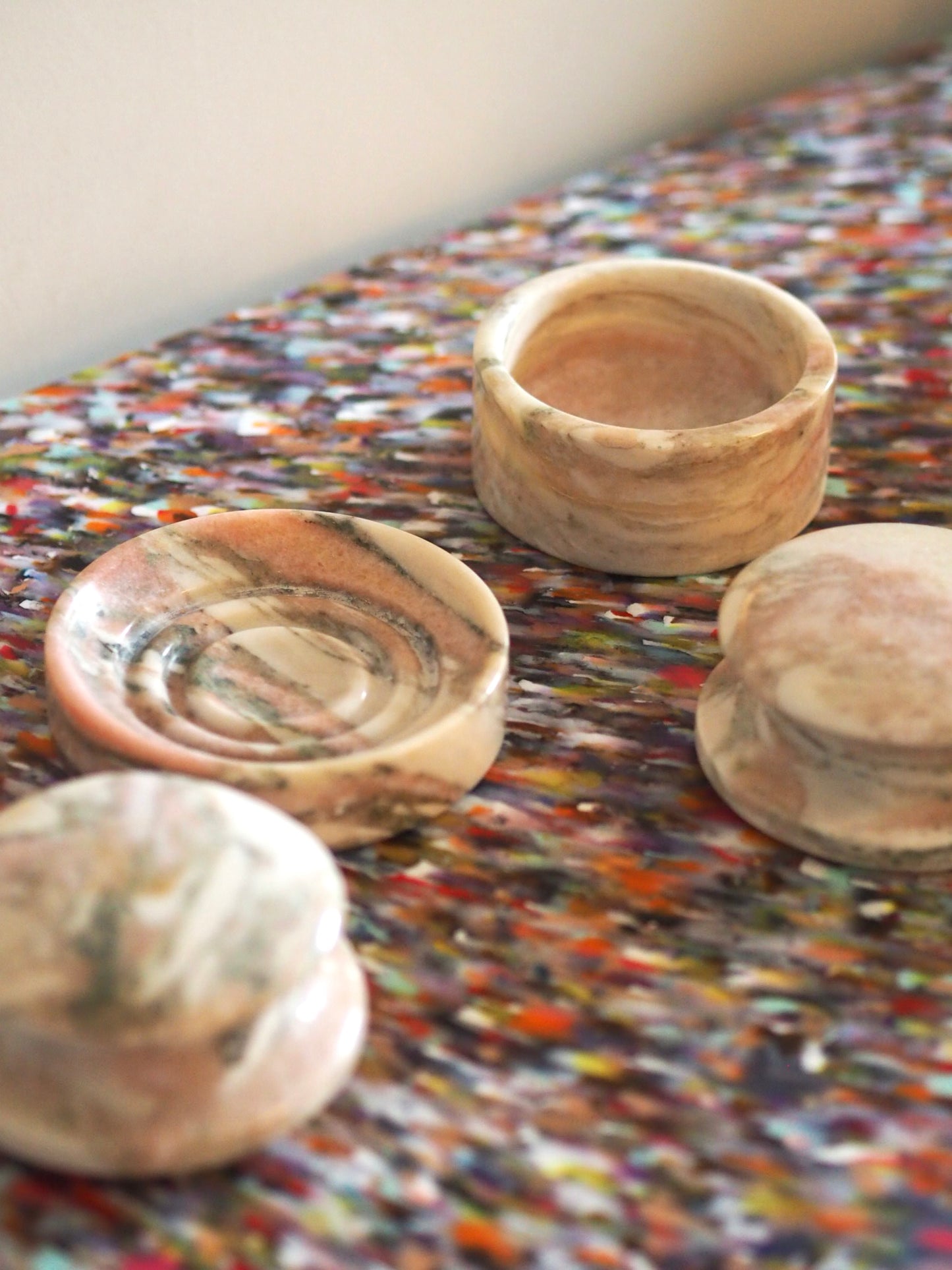 SET OF TWO BOXES WITH LID - PINK MARBLE