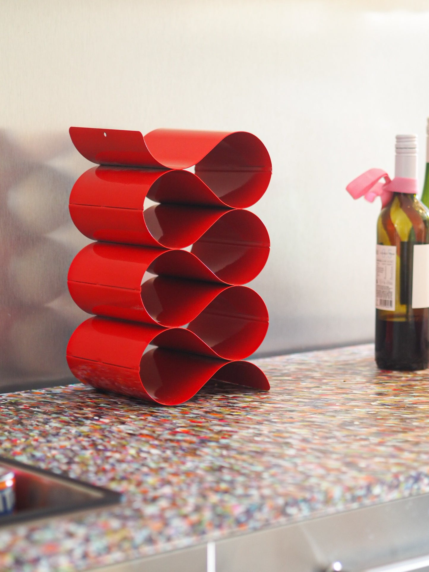 WINE RACK - RED METAL