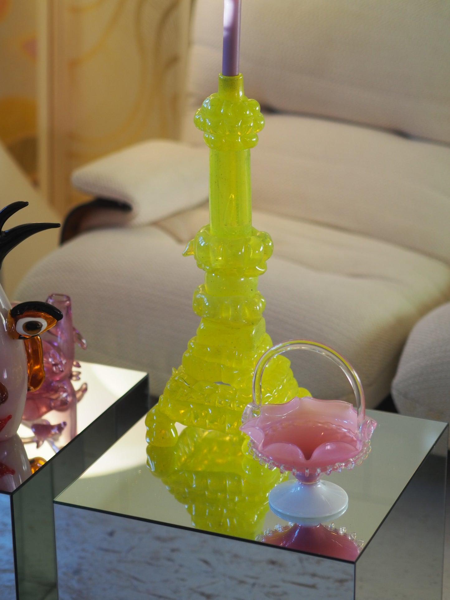 BASKET - OPALINE GLASS