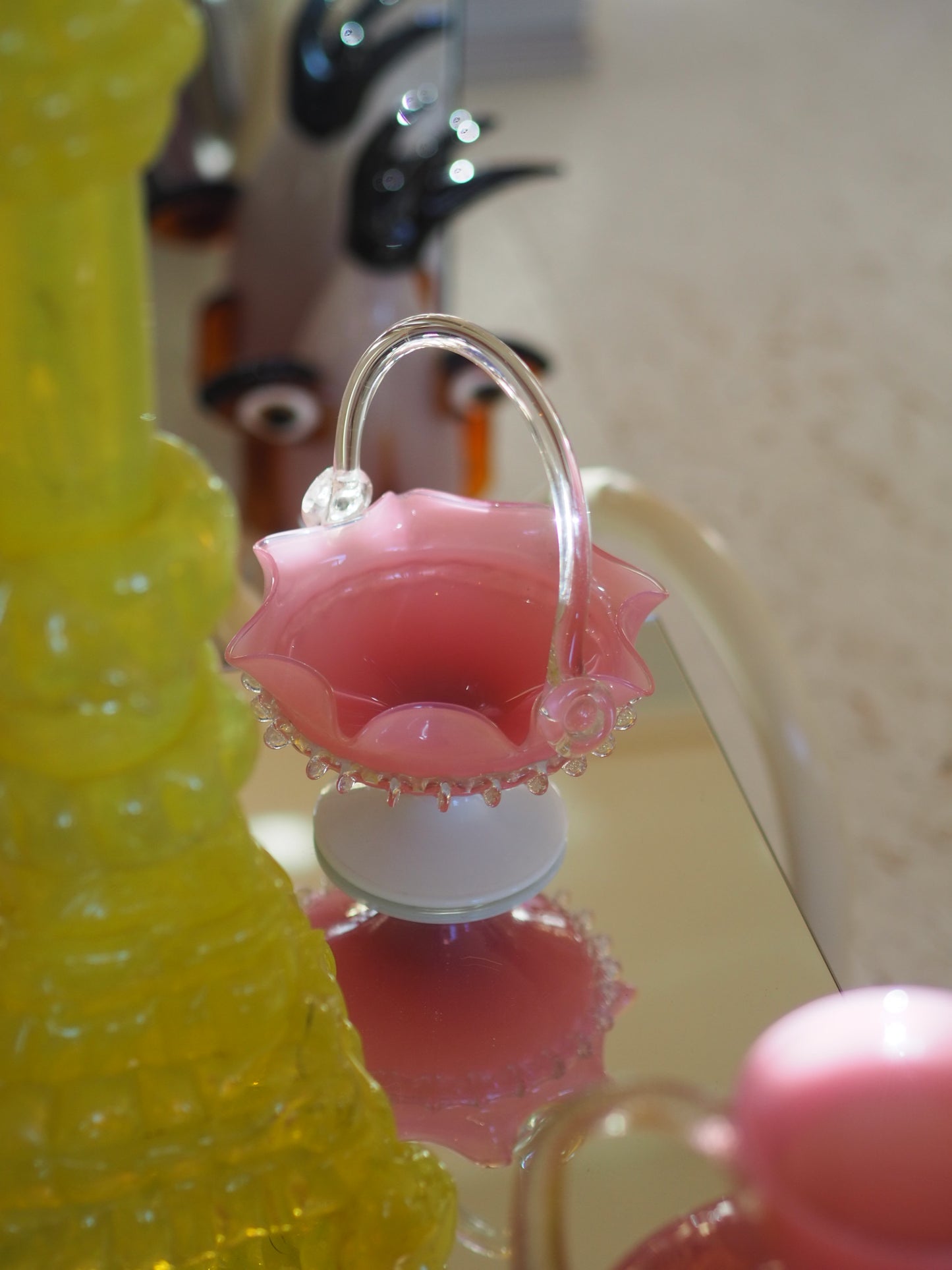 BASKET - OPALINE GLASS