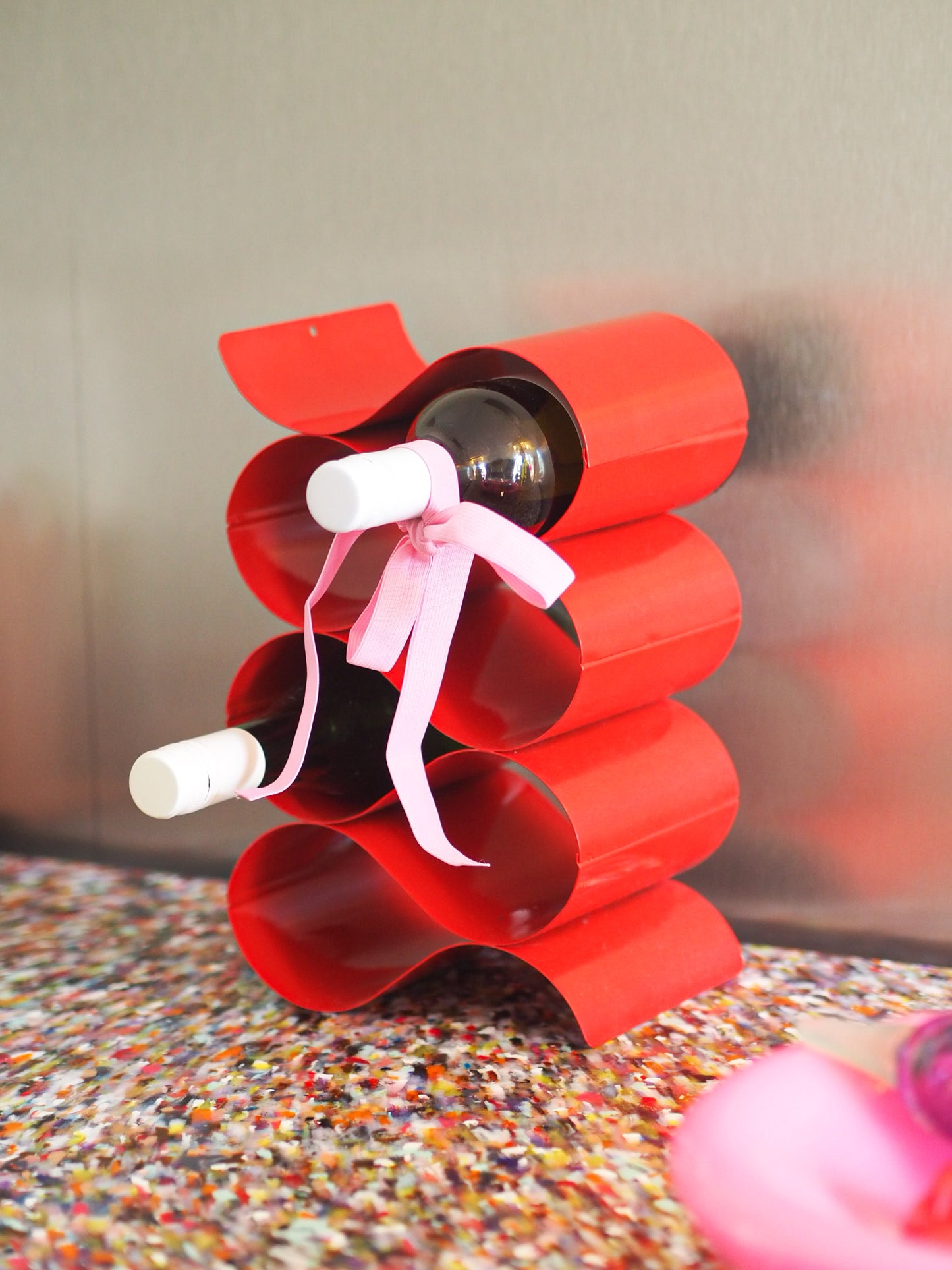 WINE RACK - RED METAL