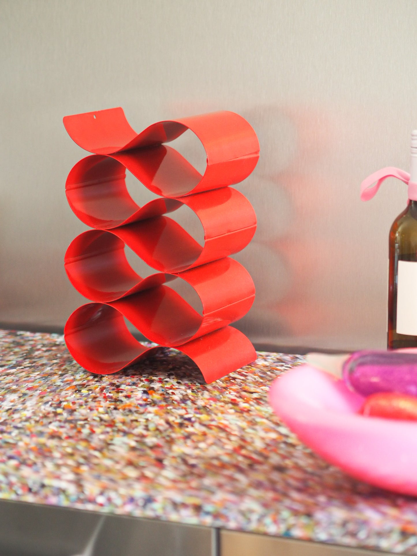WINE RACK - RED METAL