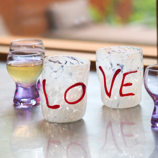 LOVE WATER GLASS - ITALIAN MOUTH BLOWN 3D