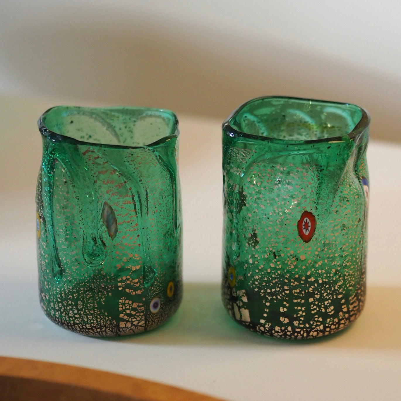 MILLEFIORI MURANO WATER GLASS - GREEN