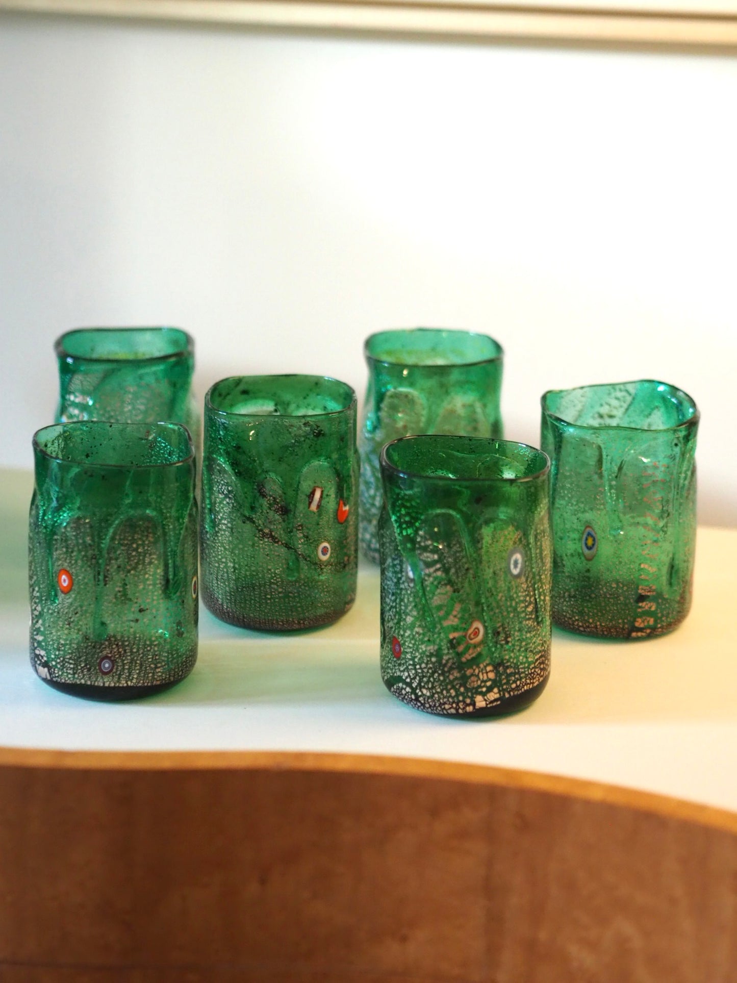 MILLEFIORI MURANO WATER GLASS - GREEN