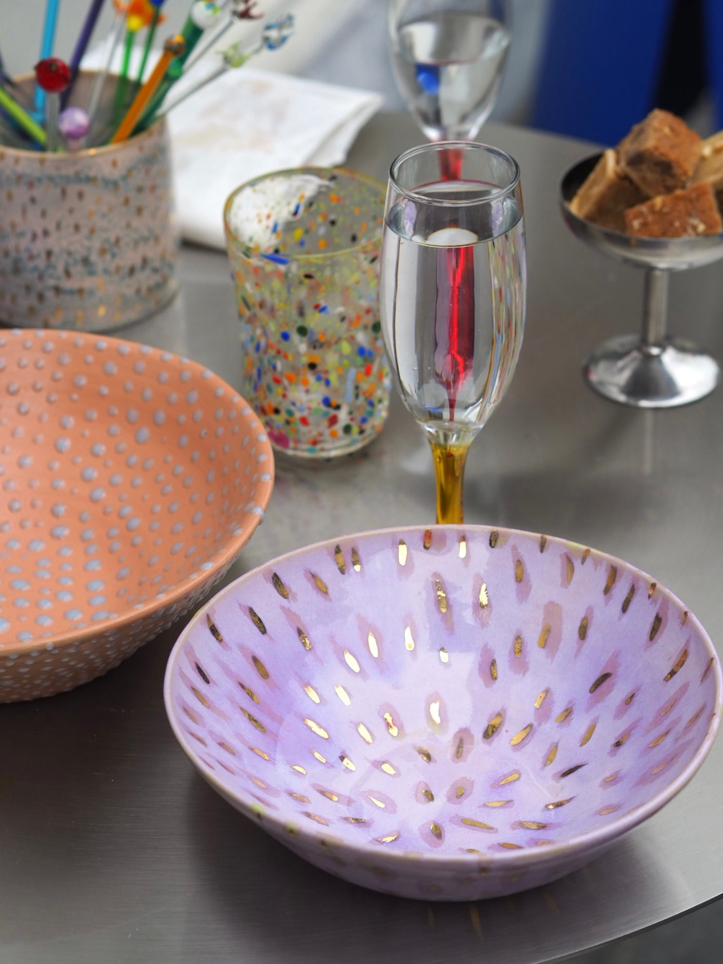 CERAMIC BOWL - GOLD / LILA