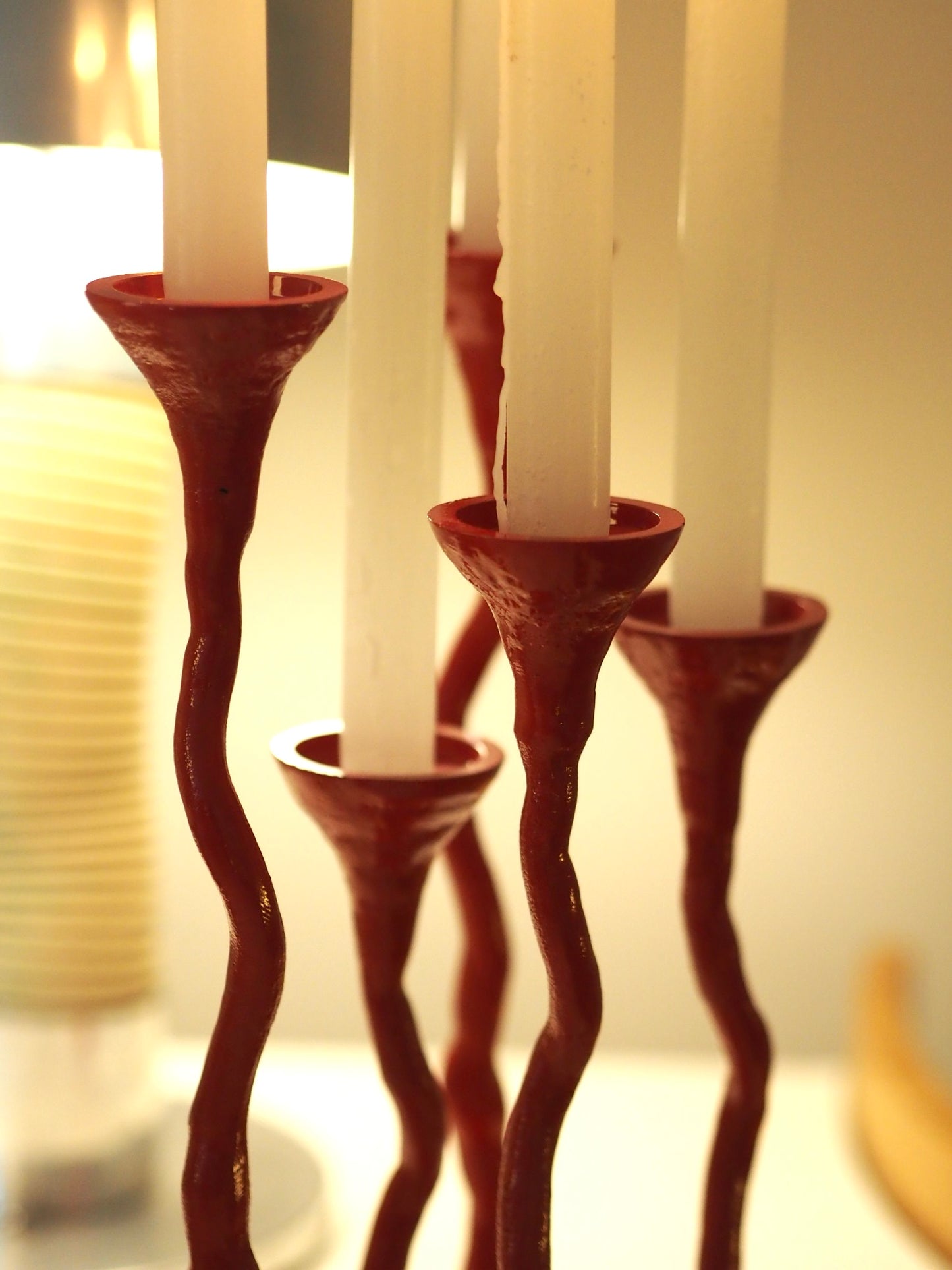 CAST IRON CANDLE HOLDER - RED